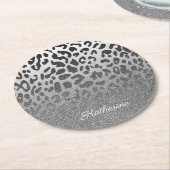Glitzer Leopard Print Runder Pappuntersetzer (Angewinkelt)