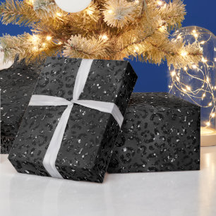 Glitzer Leopard Print, Schwarze Imitate Geschenkpapier