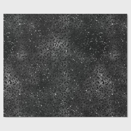 Glitzer Leopard Print, Schwarze Imitate Geschenkpapier (Flach)