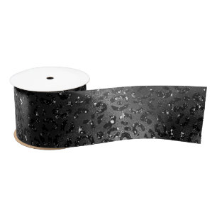 Glitzer Leopard Print, Schwarze Imitate Satinband