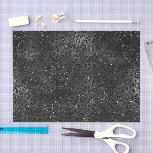 Glitzer Leopard Print, Schwarze Imitate Seidenpapier (Handwerk)
