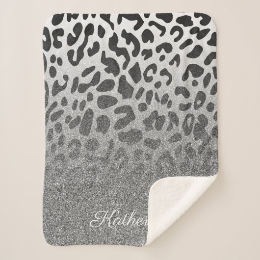 Glitzer Leopard Print Sherpadecke (Vorderseite)