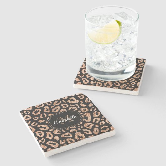 Glitzer Leopard Print Steinuntersetzer (Seitenansicht)