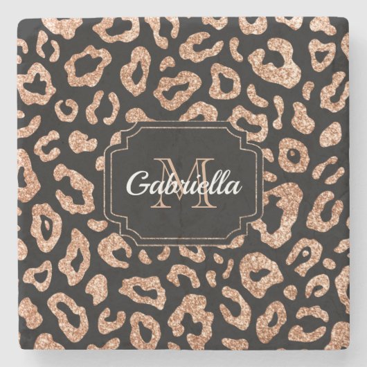 Glitzer Leopard Print Steinuntersetzer (Vorderseite)