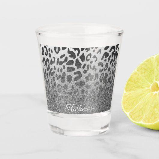 Glitzer Leopard Schnapsglas (Vorderseite)