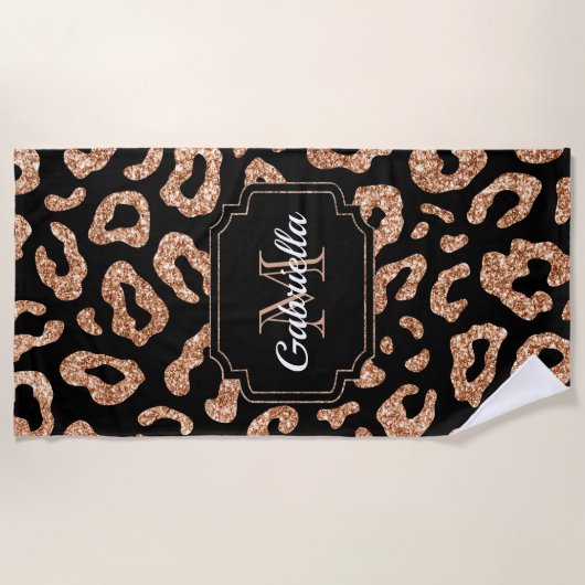 Glitzer Leopard Strandtuch (Vorderseite)