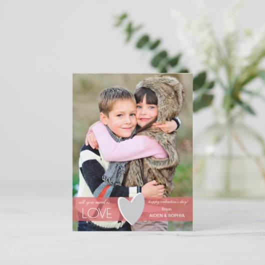 Glitzer Liebe Valentinstag Postkarte (Stehend Vorderseite)