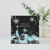 Glitzer Light Aquamarin Blue High Heels Geburtstag Einladung (Stehend Vorderseite)
