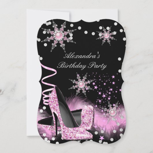 Glitzer Light Pink High Heels Geburtstagsparty Einladung (Vorderseite)