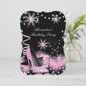 Glitzer Light Pink High Heels Geburtstagsparty Einladung (Stehend Vorderseite)