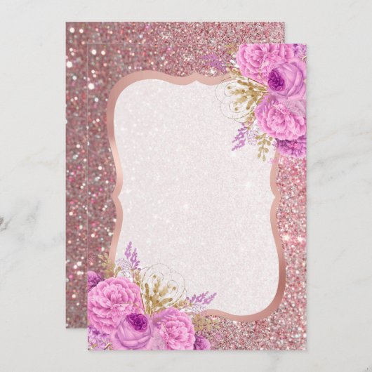 Glitzer Lila Blank Einladung (Vorne/Hinten)