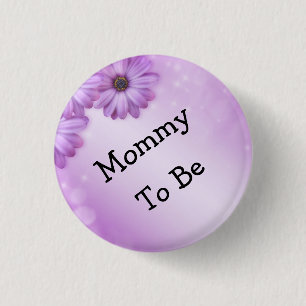 Glitzer Lila Blume Bokeh Mommy zu sein Button