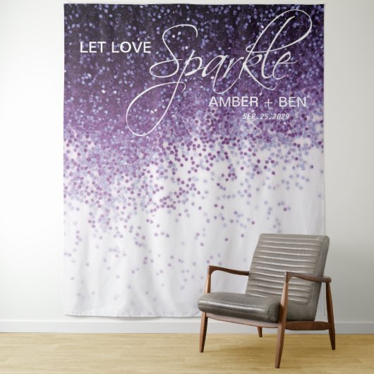 Glitzer Lila Confetti Hochzeit Hintergrund Empfang Wandteppich (Beispiel)