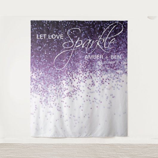 Glitzer Lila Confetti Hochzeit Hintergrund Empfang Wandteppich (Vorderseite)