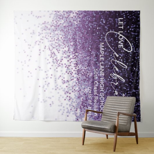 Glitzer Lila Confetti-Klasse Wiedersehen - Hinterg Wandteppich (Beispiel (Horizontal))