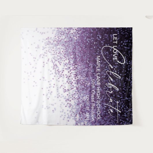 Glitzer Lila Confetti-Klasse Wiedersehen - Hinterg Wandteppich (Vorderseite (Horizontal))