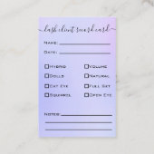 Glitzer Lila Eyelash Extension Client Record Bus Visitenkarte (Rückseite)