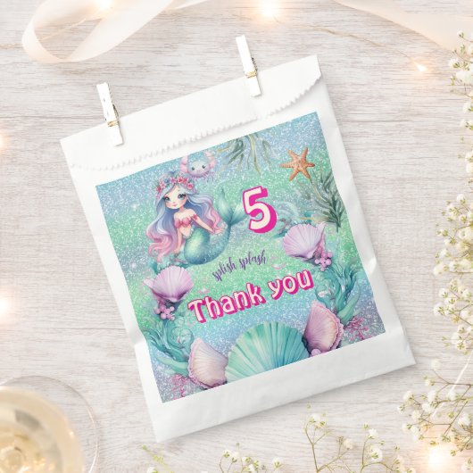 Glitzer lila Geburtstag der Meerjungfrau Gefallen Geschenktütchen (Ausgeschnitten)