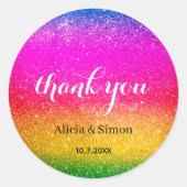 Glitzer Lila-Gelbe Hochzeitsfeige Sparkle Runder Aufkleber (Vorderseite)