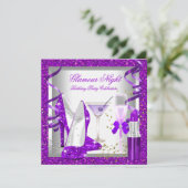 Glitzer Lila Glamour Nachttränke Geburtstagsparty Einladung (Stehend Vorderseite)