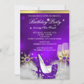 Glitzer Lila High Heel Schuhe Gold Champagner Einladung (Vorderseite)