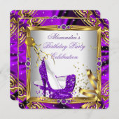 Glitzer Lila High Heel Schuhe Gold Weiße Seide Einladung (Vorne/Hinten)