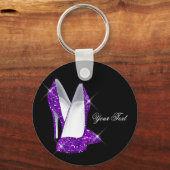 Glitzer Lila High Heel Schuhe Schlüsselanhänger (Vorderseite)