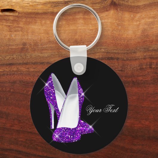 Glitzer Lila High Heel Schuhe Schlüsselanhänger (Vorderseite)