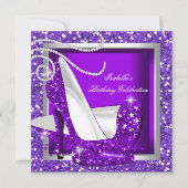 Glitzer Lila hohe Hefe jedes Party Einladung (Vorderseite)