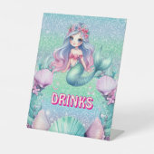 Glitzer Lila Meerjungfrau Geburtstagsgetränke Sockelschild (Vorderseite)