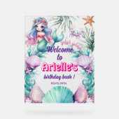 Glitzer Lila Mermaid Geburtstag Acrylschild (Vorderseite)