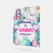 Glitzer Lila Mermaid Geburtstag Acrylschild (Winkel)