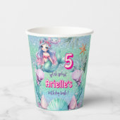 Glitzer Lila Mermaid Geburtstag Pappbecher (Vorderseite)