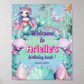Glitzer Lila Mermaid Geburtstag Poster (Vorne)