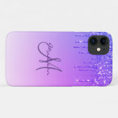 Glitzer Lila Monogram Glitzern Glam Girly Trendy Case-Mate iPhone Hülle (Rückseite (Horizontal))