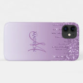 Glitzer Lila Monogram Glitzern Glam Girly Trendy Case-Mate iPhone Hülle (Rückseite (Horizontal))