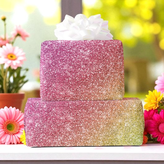 Glitzer Lila rosa Gelbfarbener Regenbogen Geschenkpapier