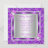 Glitzer Lila Silver Baby Shower Girl Ethnic Einladung (Rückseite)