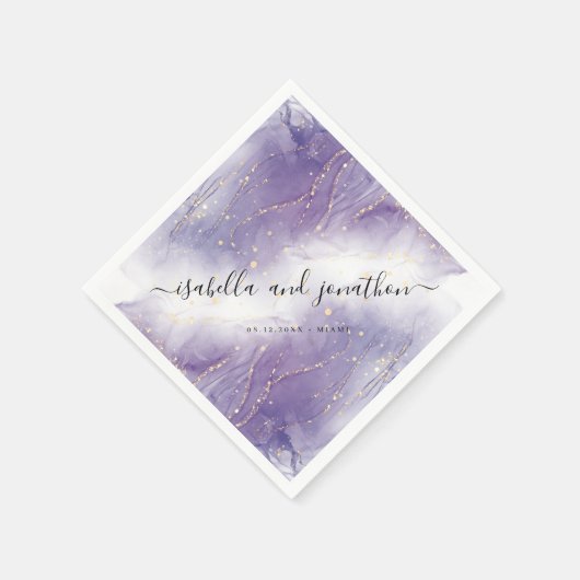 Glitzer Lila & Silver Confetti-Papier Serviette (Ecke)