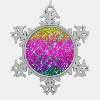 Glitzer Lila Snakeskin Schneeflocken Zinn-Ornament