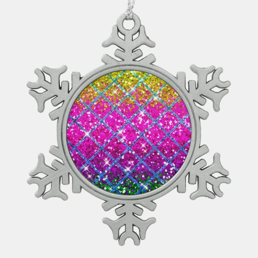 Glitzer Lila Snakeskin Schneeflocken Zinn-Ornament (Vorderseite)