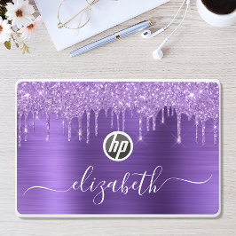 Glitzer Lila Tropfen Mit Monogramm HP Laptop Skin