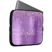 Glitzer Lila Tropfen Mit Monogramm Laptopschutzhülle (Vorne Rechts)