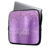 Glitzer Lila Tropfen Mit Monogramm Laptopschutzhülle (Vorderseite Links)
