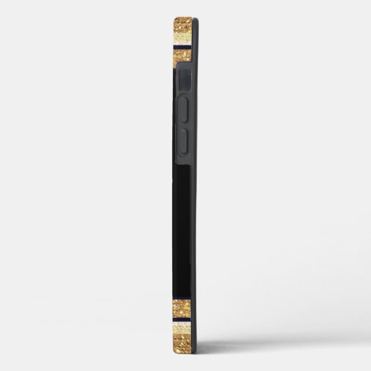 Glitzer Lilie Gold Black Französisch Ihr Name Case-Mate iPhone Hülle (Rückseite / Links)