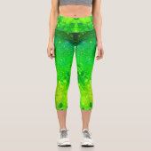Glitzer Lime Green Capri Leggings (Vorderseite)