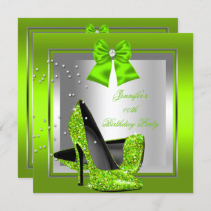 Glitzer Lime Green High Heel Geburtstagspartei Einladung
