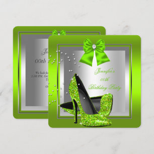 Glitzer Lime Green High Heel Geburtstagspartei Einladung