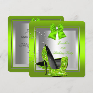 Glitzer Lime Green High Heel Geburtstagspartei Einladung