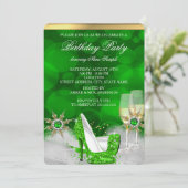 Glitzer Lime Green High Heel Shoes Gold Champagne Einladung (Stehend Vorderseite)